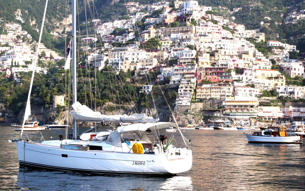 Moored off Positano - The Italian Job – a Cruise in Company  © Maggie Joyce - Mariner Boating Holidays http://www.marinerboating.com.au